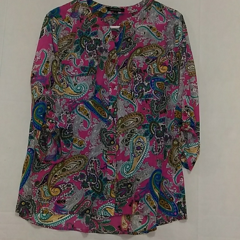 NOTATIONS TUNIC SIZE L 3/4 SLEEVES PINK MULTI COLO